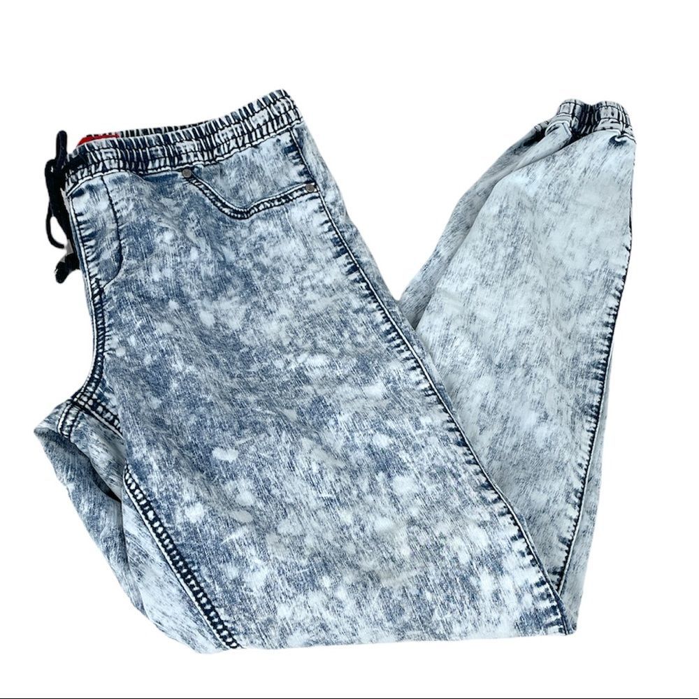 Zanadi Stone Washed Jean Joggers, Blue, Large
